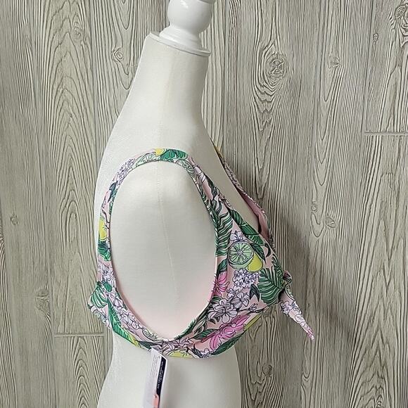 Vineyard Vines Swimsuit Bikini Top Pink Palm Lemon Print Womens Size Large NWT - Picture 4 of 12